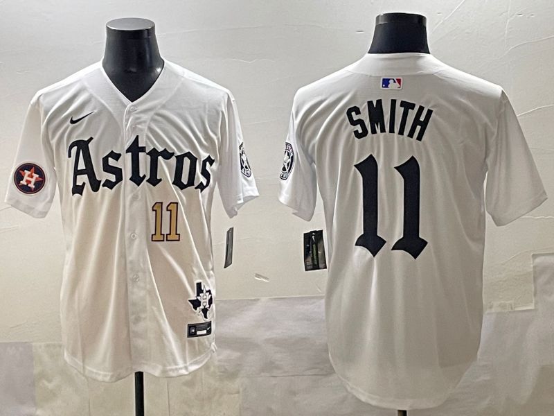 Men 2025 Houston Astros #11 Smith White Five generations Joint Name Nike MLB Jersey style 33